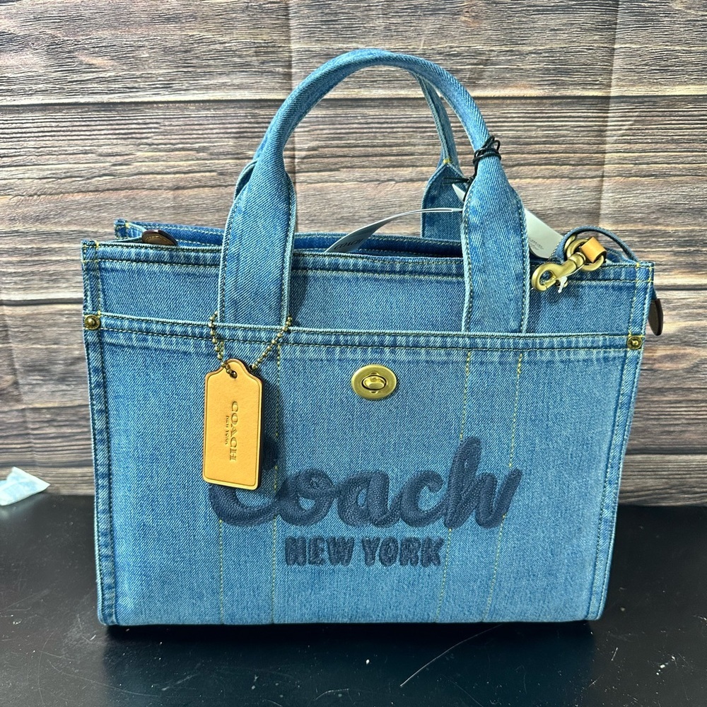 COACh Denim Cargo Tote Bag Color Indigo Denim - Picture 2 of 5